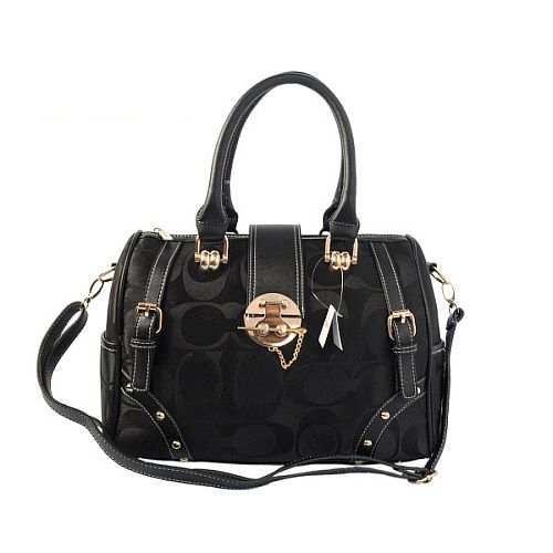 Coach Lock In Monogram Medium Black Luggage Bags BYX